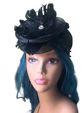 Unbranded | Accessories | Vintage Black Cellostraw Fascinatorstyle Hat ...